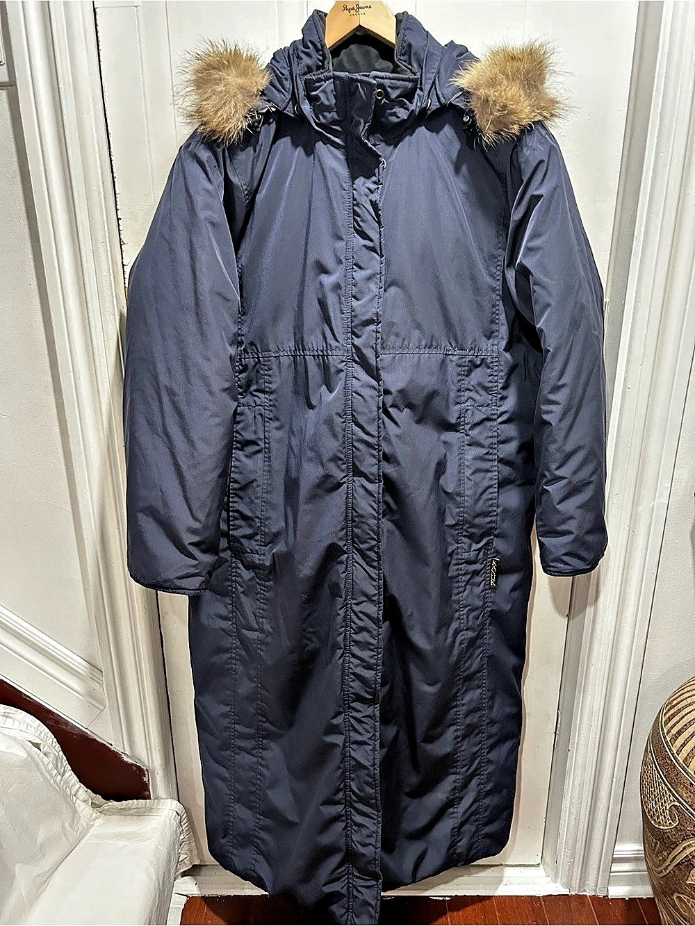 Long Hooded Puffer Coat in Blue KANUK